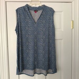 Vince Camuto Blue Patterned Sleeveless Blouse